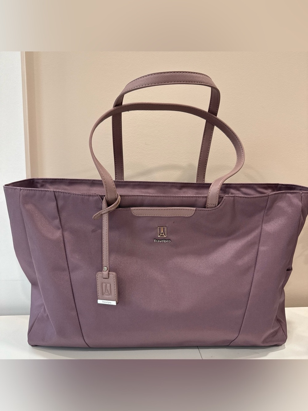TravelPro Maxlite 5 Ladies Tote - Mauve Zippered Top Pocket. Slides over handle